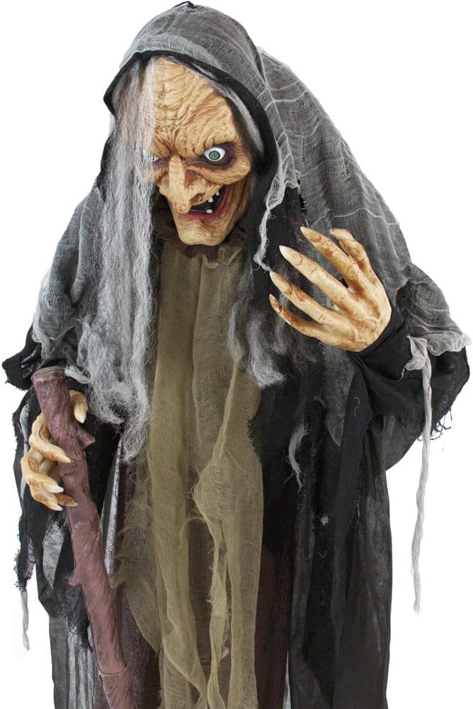 Haunted Hill Farm Life-Size Scary Poseable Talking Witch