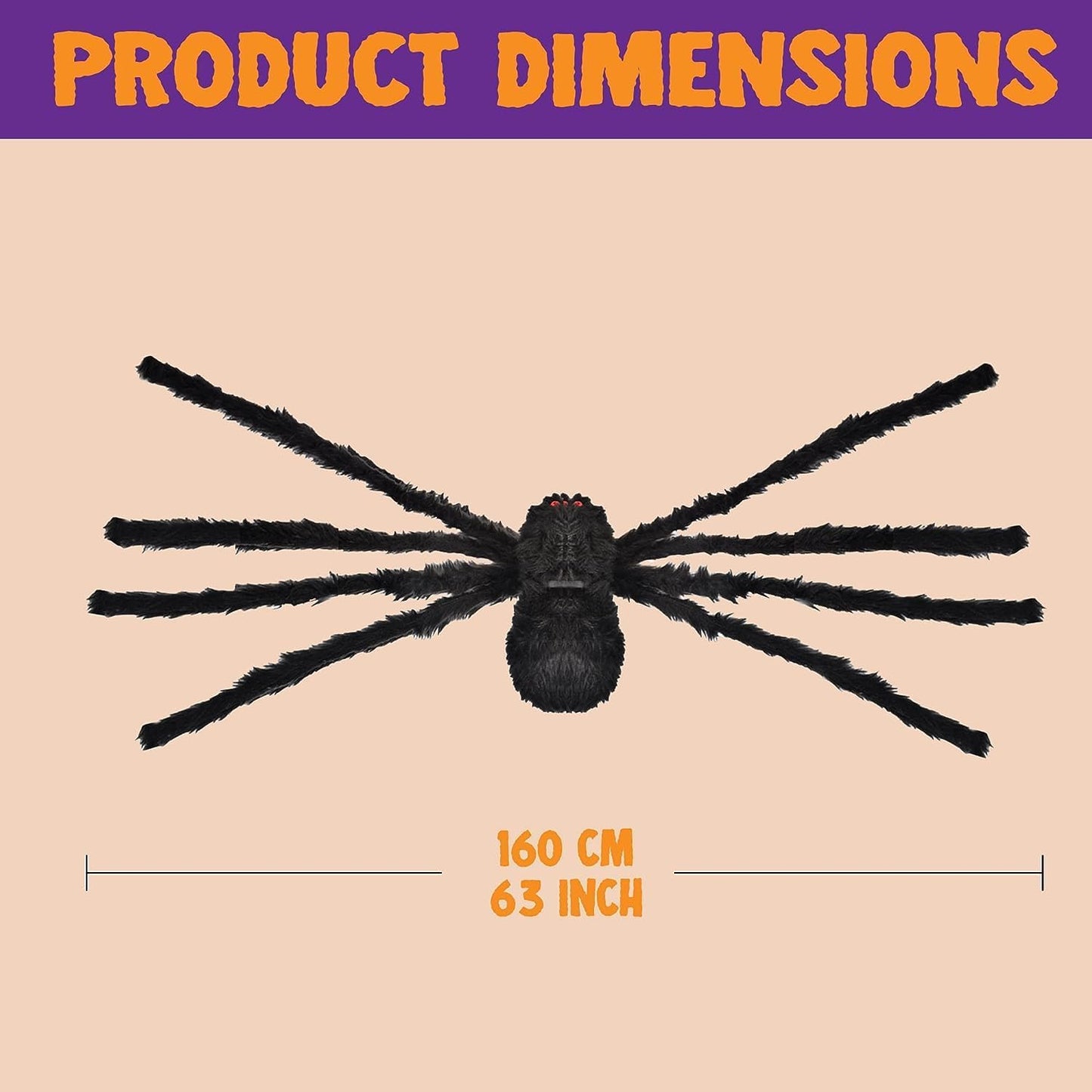 JOYIN 2 Pack 5 Ft Halloween Outdoor Decorations Hairy Black Spider