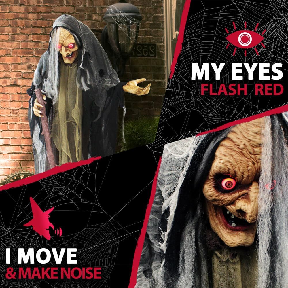 Haunted Hill Farm Life-Size Scary Poseable Talking Witch