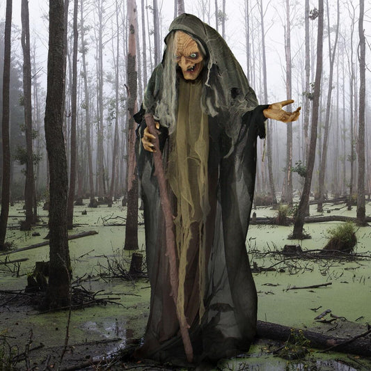 Haunted Hill Farm Life-Size Scary Poseable Talking Witch